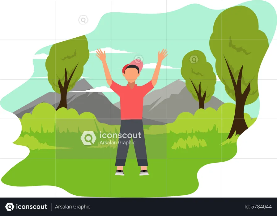 Boy doing activity at park  Illustration