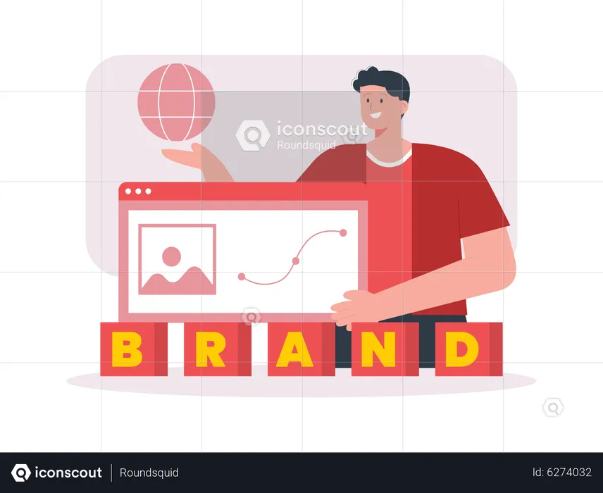 Boy doing brand marketing  Illustration
