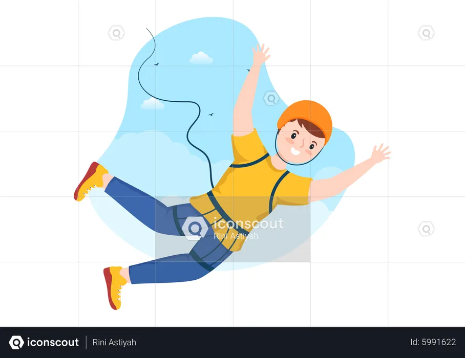 Boy doing Bungee Jumping  Illustration