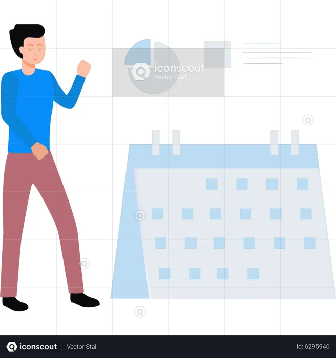 Boy doing calendar planning  Illustration