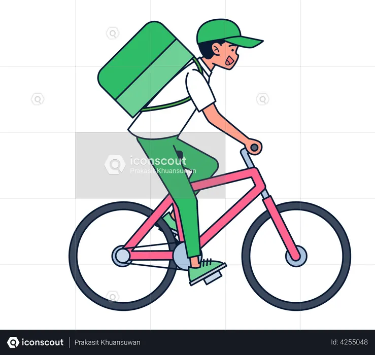 Boy doing delivery on bicycle  Illustration