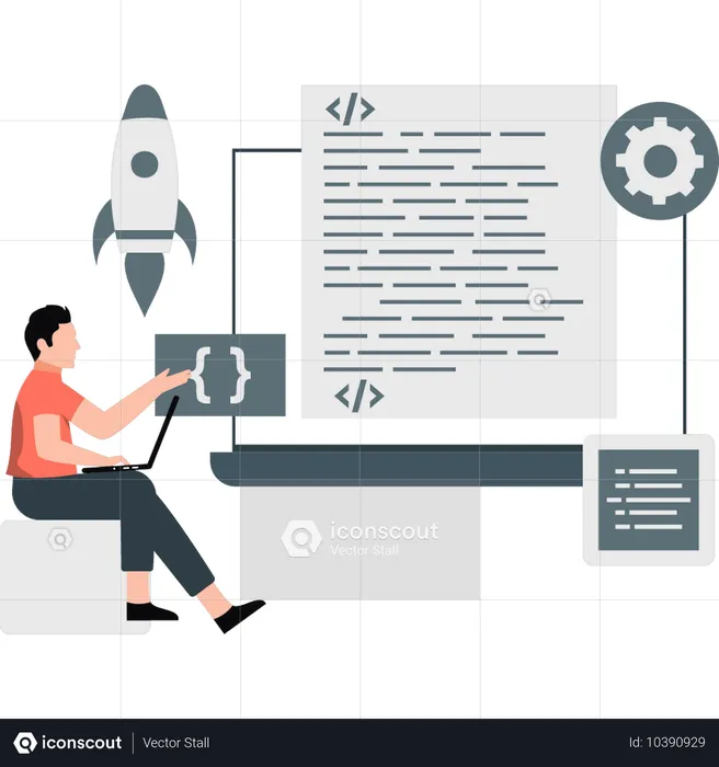 Boy doing development startup  Illustration