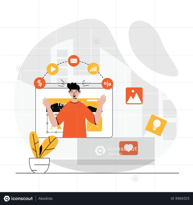 Boy doing digital marketing  Illustration