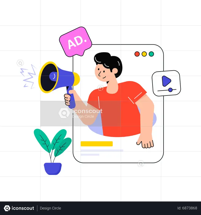 Boy doing Digital Marketing  Illustration