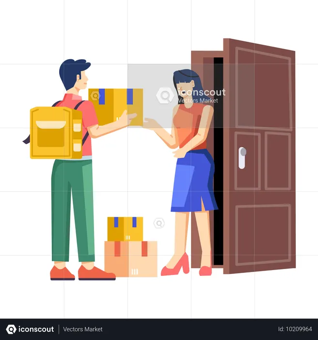 Boy doing doorstep delivery  Illustration