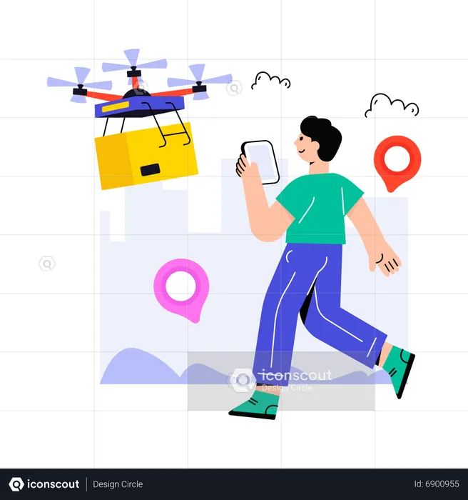Boy doing Drone Delivery  Illustration
