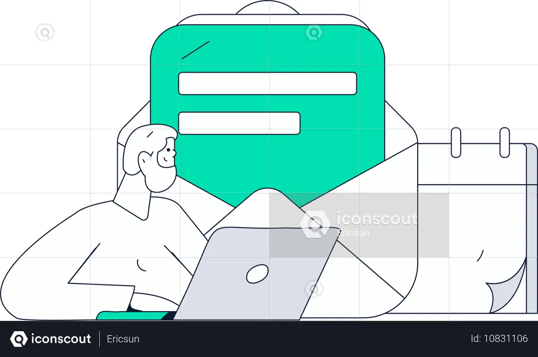 Boy doing email marketing  Illustration