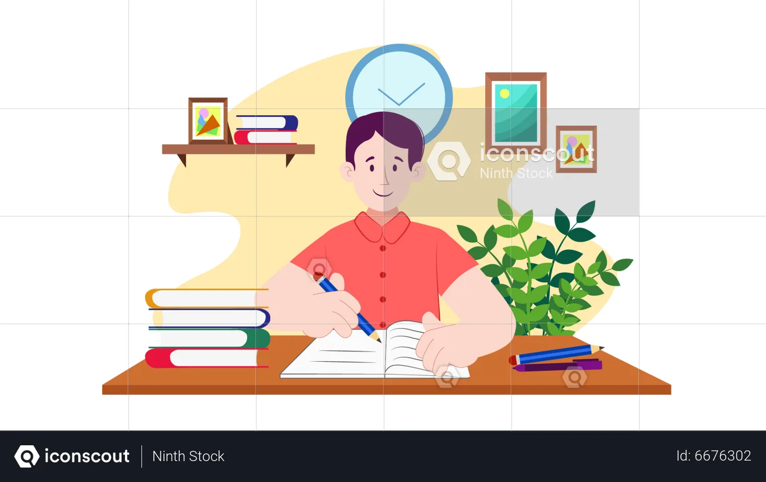 Best Boy doing exam preparation Illustration download in PNG & Vector ...