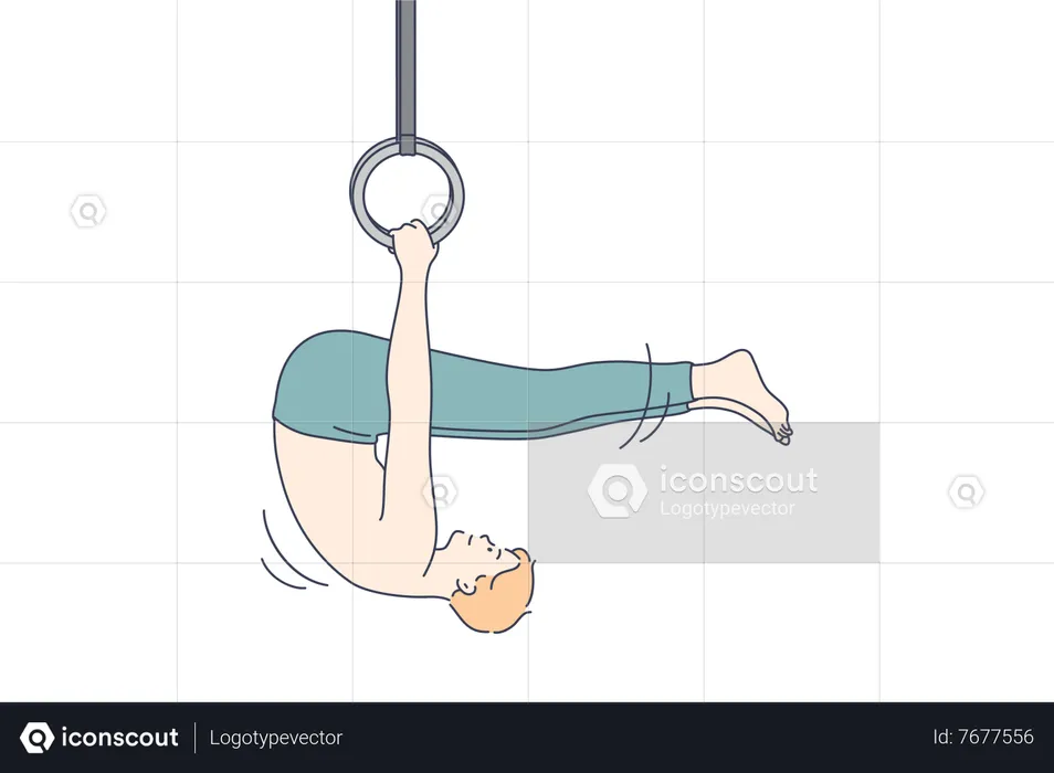Boy doing exercise with Gymnastics Ring  Illustration