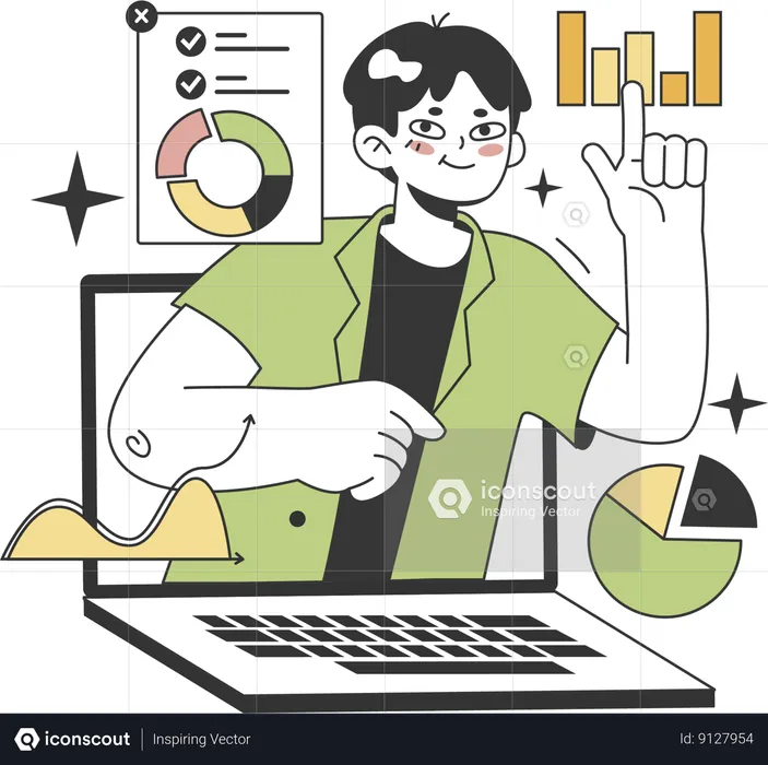 Boy doing financial analysis  Illustration