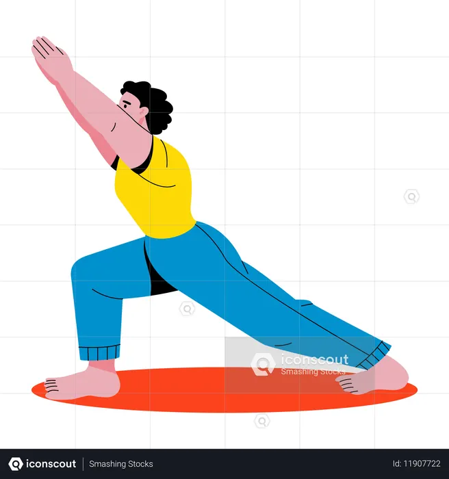 Boy doing forward lunge  Illustration