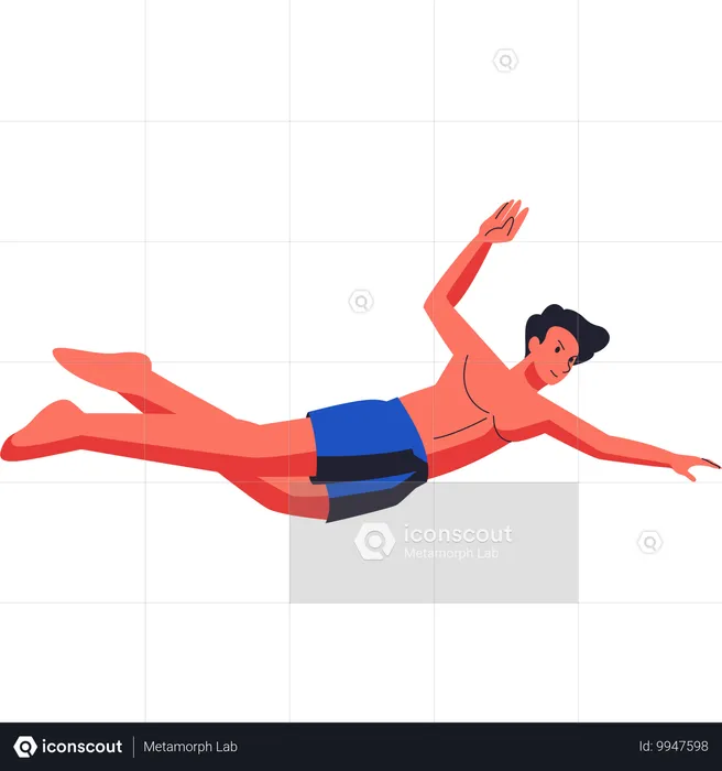 Boy doing  Freestyle Swimmer  Illustration