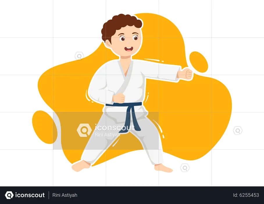 Boy doing karate  Illustration