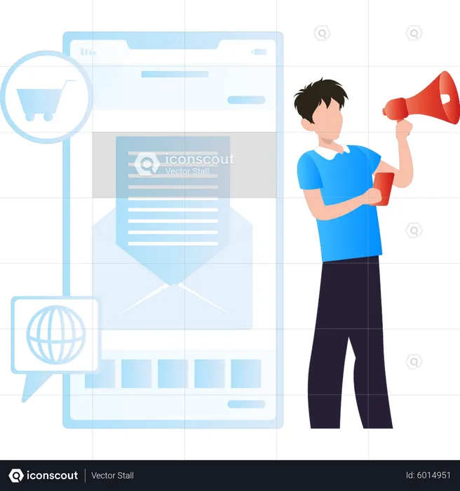 Boy doing marketing  Illustration