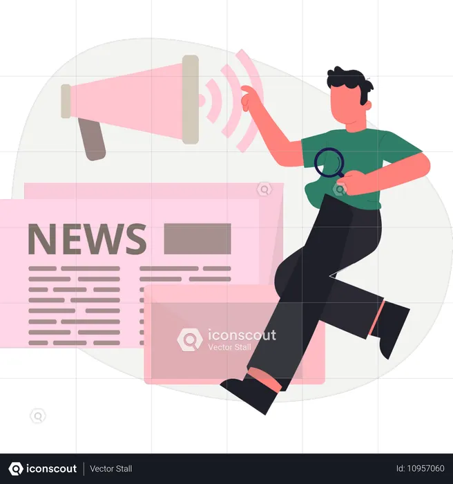 Boy doing marketing news  Illustration