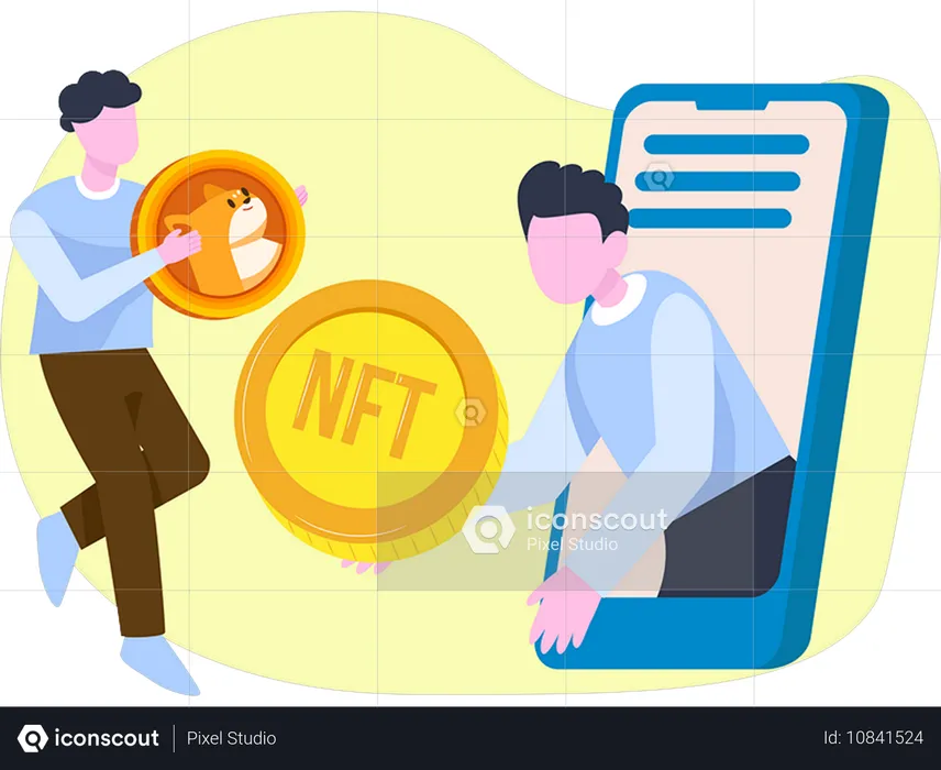 Boy doing nft exchange  Illustration