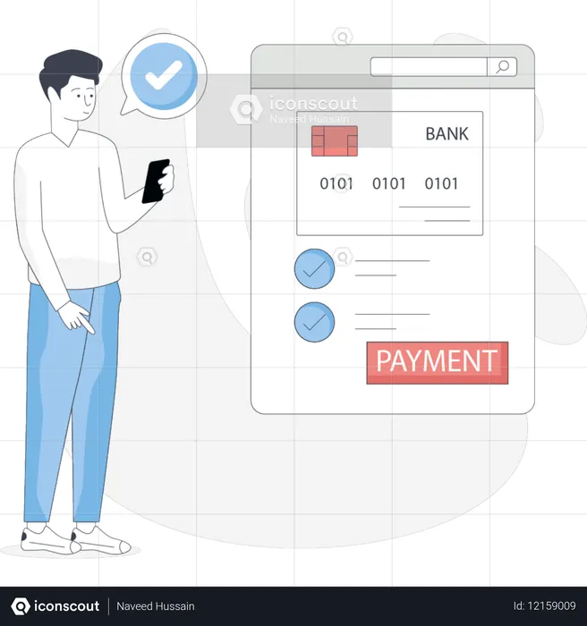 Boy doing online payment  Illustration