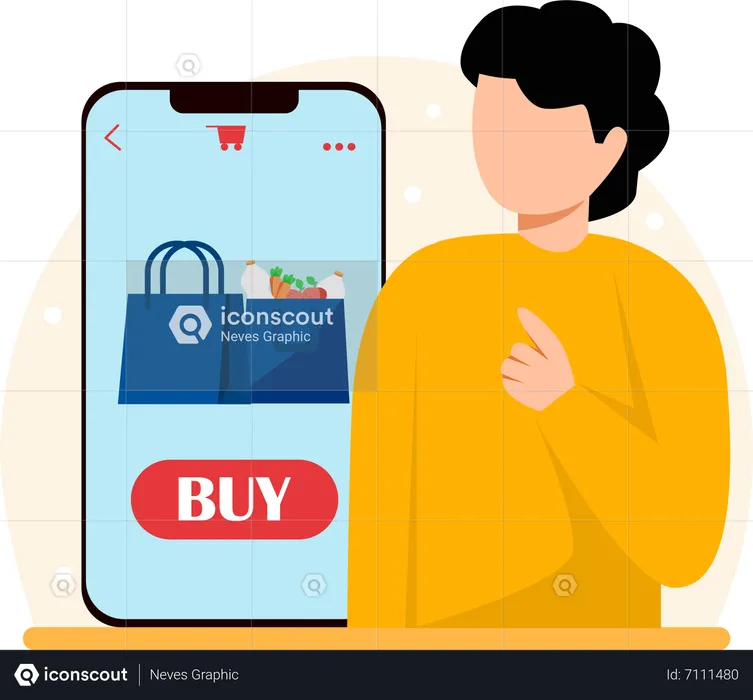 Boy doing online shopping  Illustration