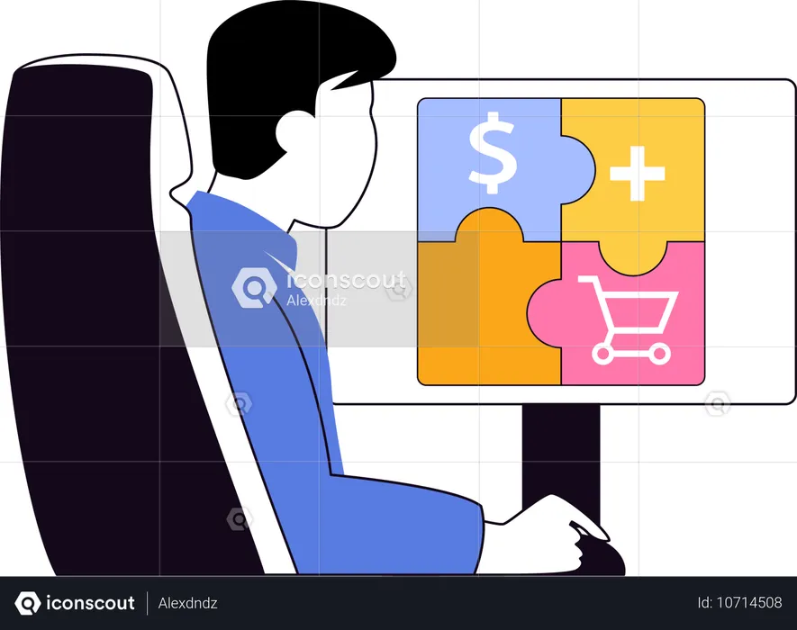 Boy doing online shopping  Illustration