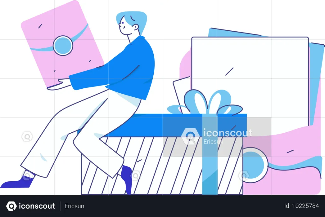 Boy doing online shopping  Illustration