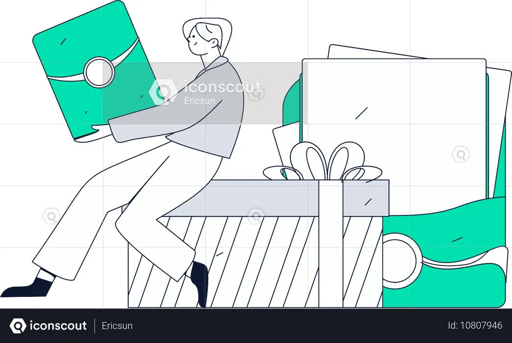 Boy Doing Online Shopping  Illustration