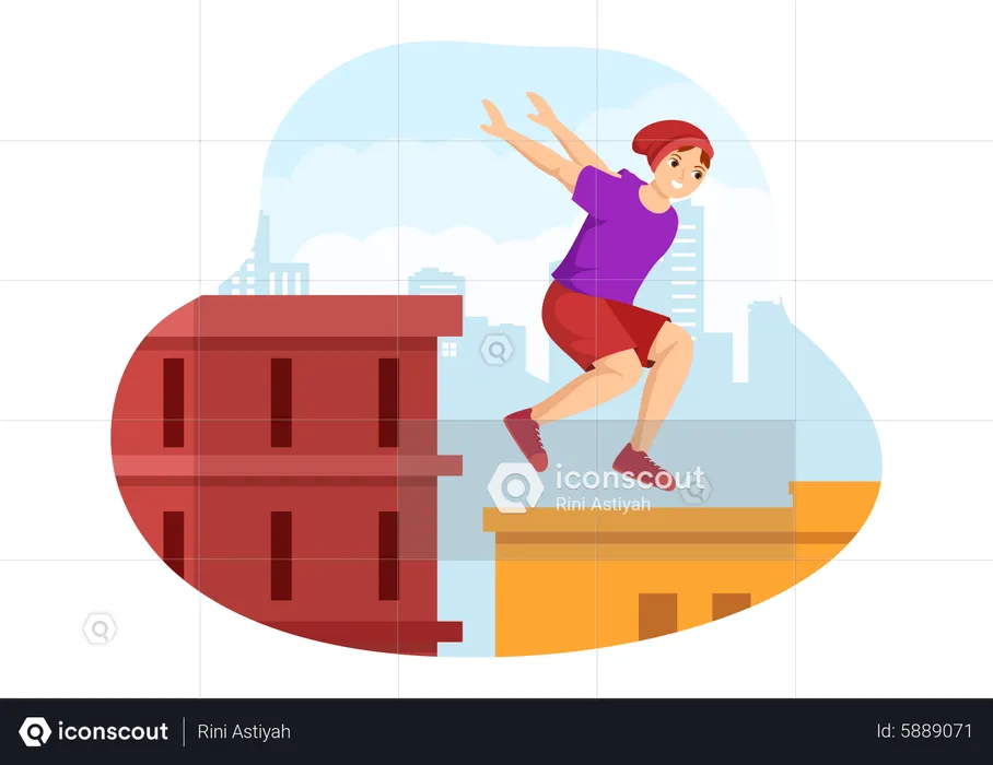 Boy Doing Parkour  Illustration