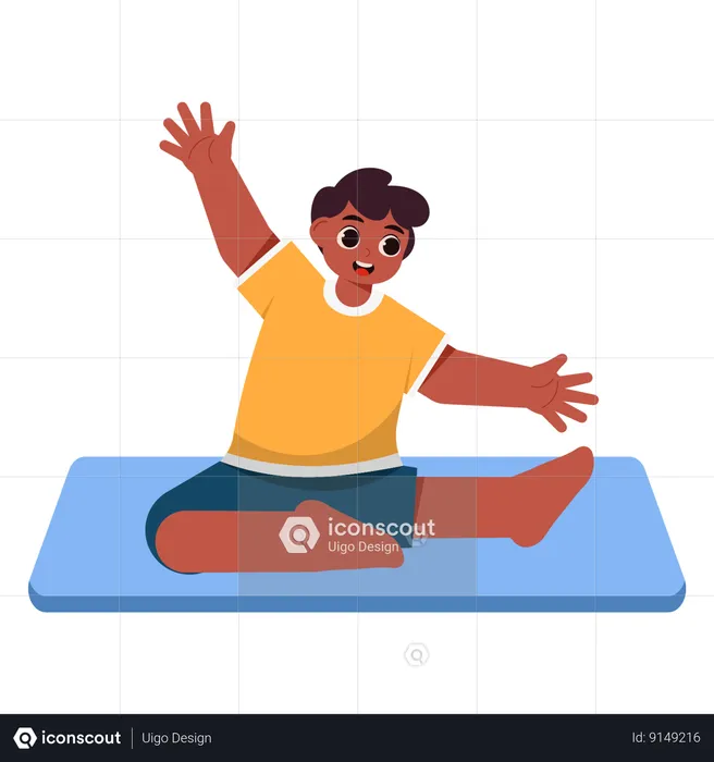 Boy Doing Pigeon Yoga Pose  Illustration