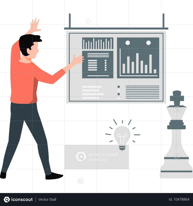 Boy doing presentation for marketing  Illustration