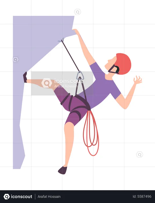 Boy doing rock climbing  Illustration