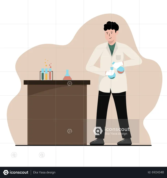 Boy doing science experiment  Illustration