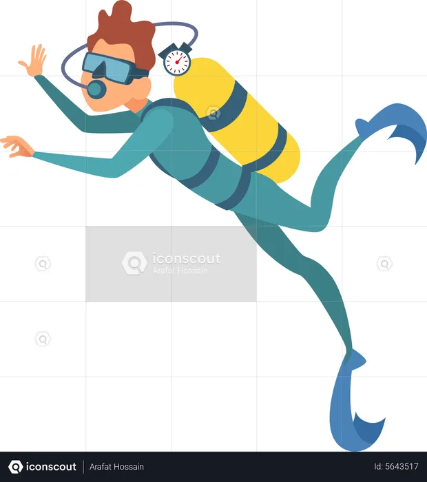 Boy Doing Scuba Diving  Illustration