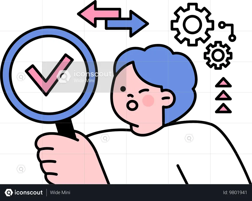 Boy doing search setting  Illustration