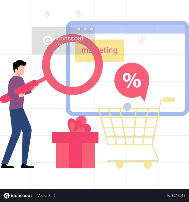 Boy doing shopping marketing  Illustration