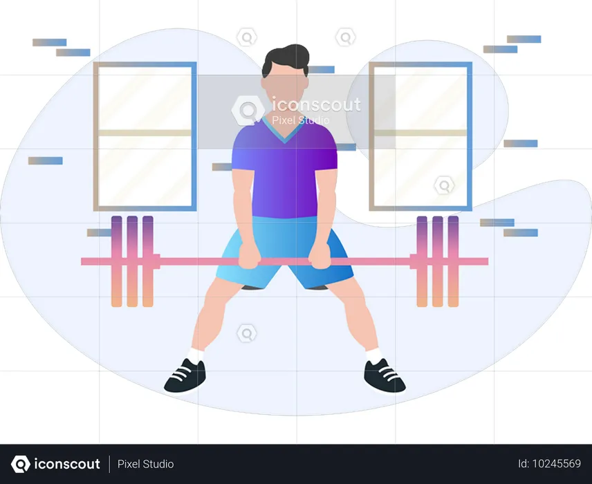 Boy doing shoulder exercise  Illustration