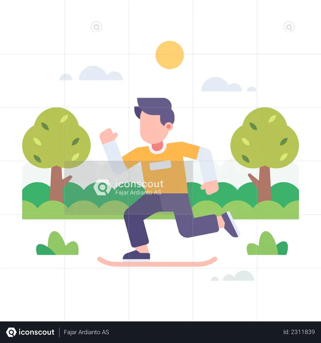 Boy doing skateboarding  Illustration