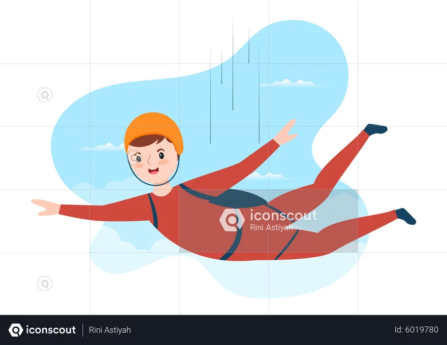 Boy doing sky diving  Illustration
