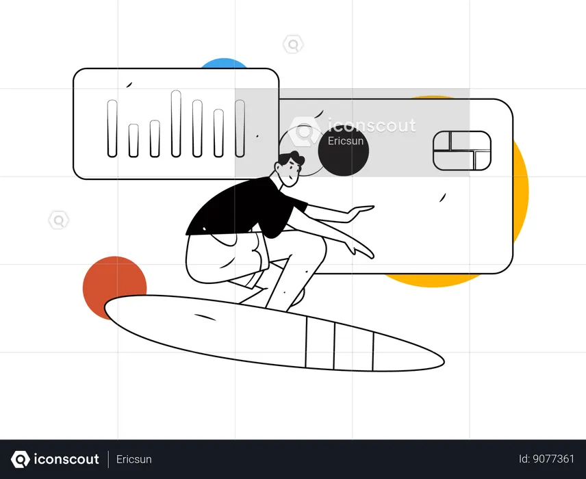 Boy doing startup analysis  Illustration