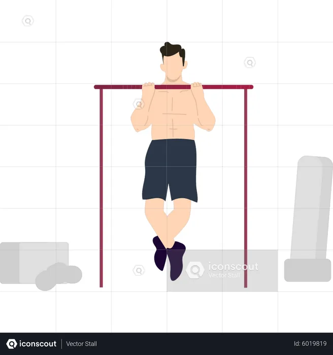 Boy doing stretching exercises  Illustration
