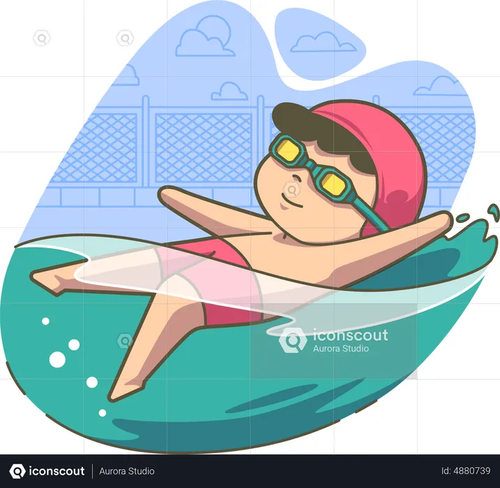 Boy doing swimming in pool  Illustration
