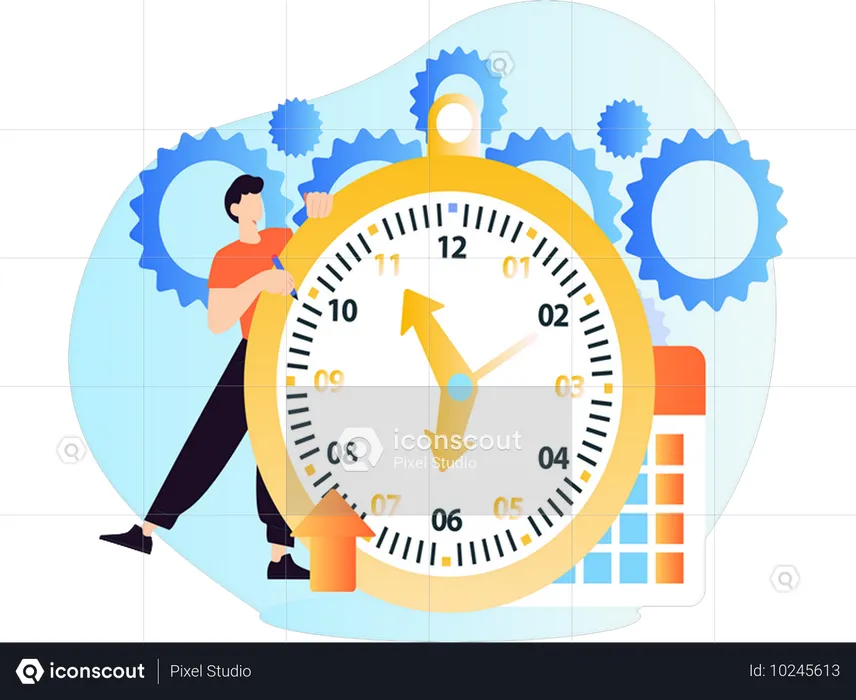 Boy doing time management  Illustration