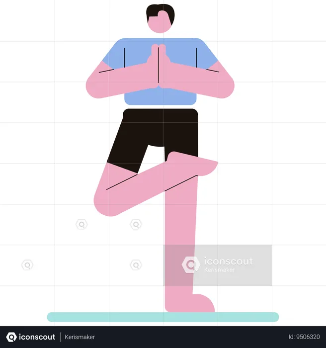 Boy doing Tree Pose  Illustration