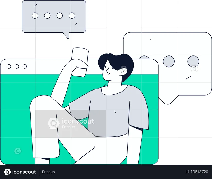 Boy doing video call session  Illustration