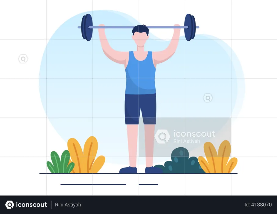 Boy doing weightlifting  Illustration