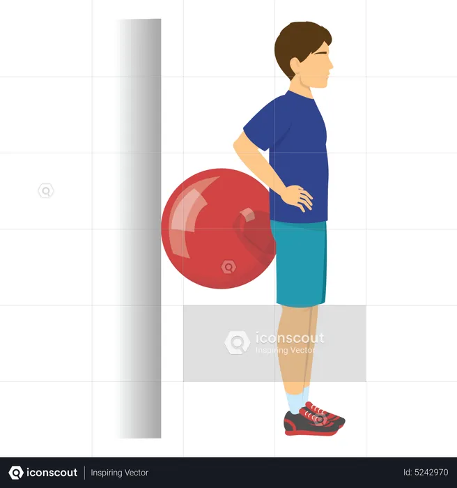 Boy doing workout with gym ball  Illustration