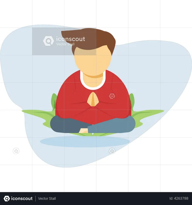 Boy doing yoga and meditation  Illustration