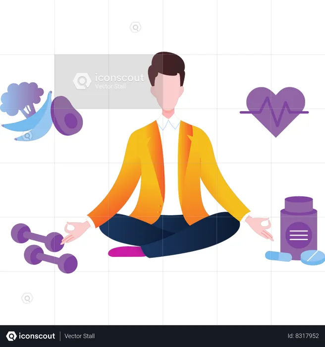 Boy doing yoga for healthy life  Illustration