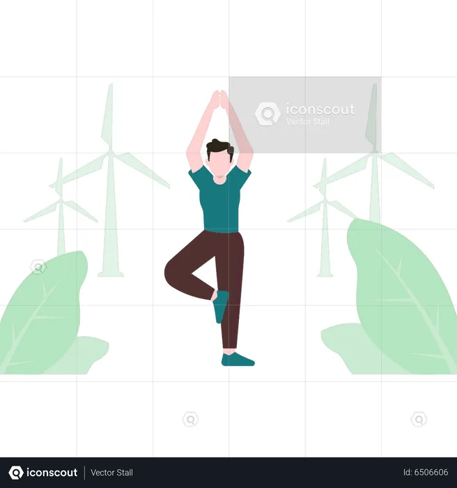 Boy doing yoga  Illustration