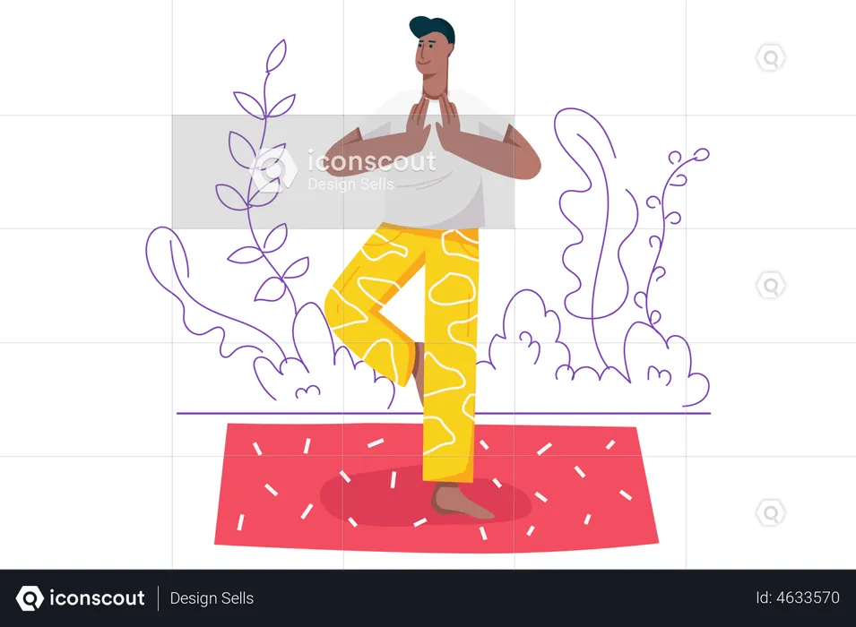 Boy doing yoga  Illustration