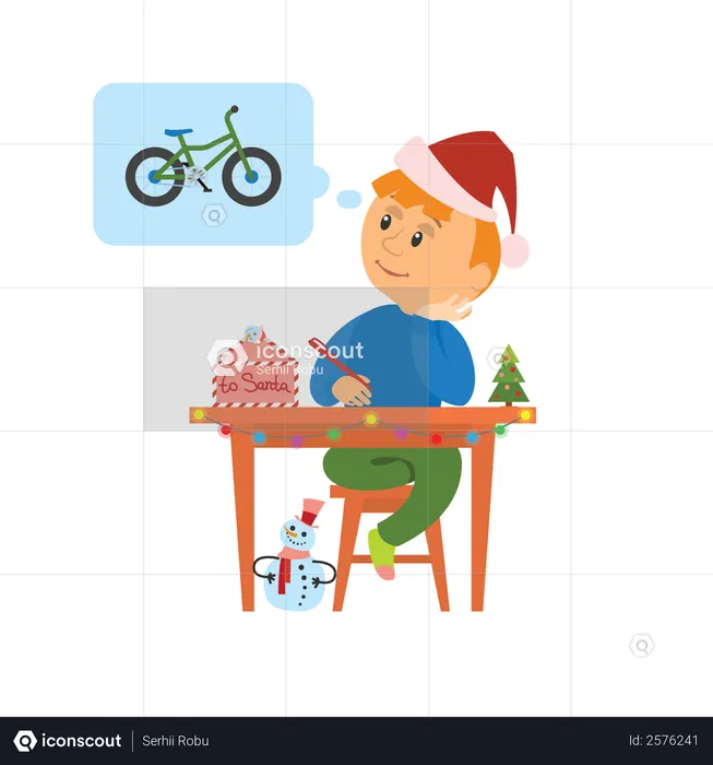 Boy dreaming about bicycle  Illustration
