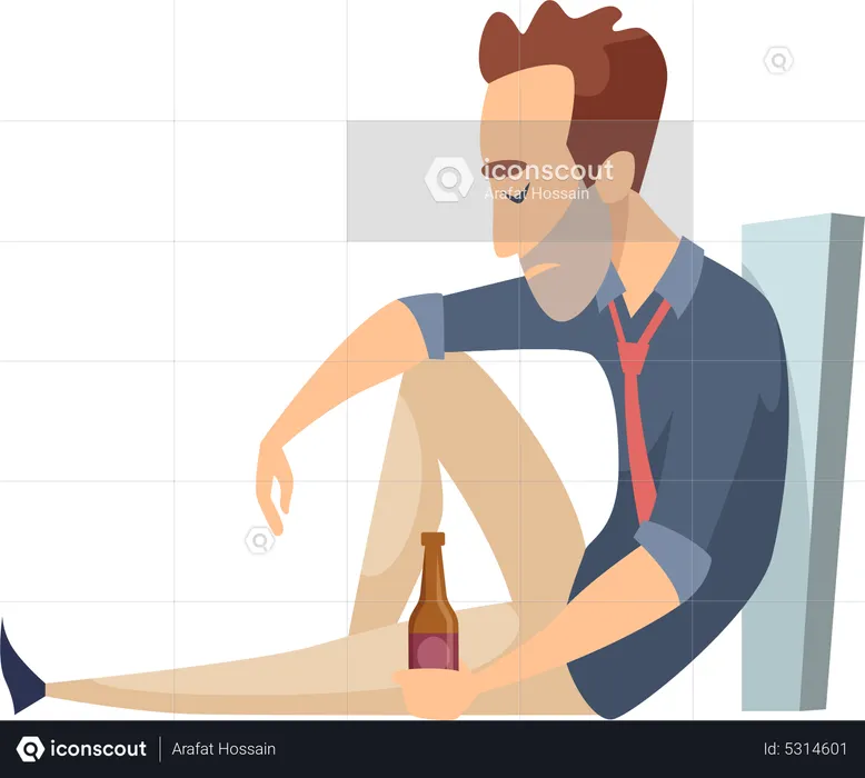 Boy drinking alcohol  Illustration